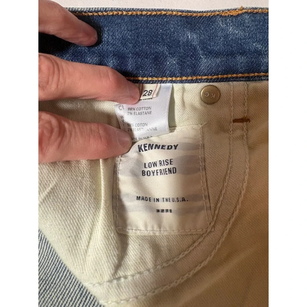 Baldwin Jeans Women's Blue Denim Distressed Knee Straight Leg Jeans Size‎ 28